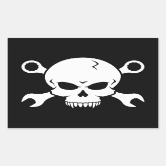 Skull 'n' Tools - Schroefpiraat 2 (wit) Rechthoekige Sticker