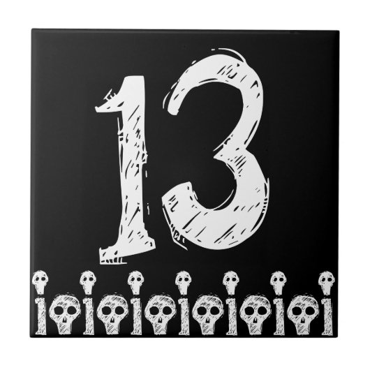 Skull Number Tile Tegeltje (Voorkant)