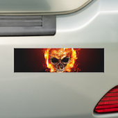 Skull on fire bumpersticker (Op auto)