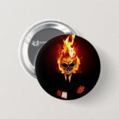 Skull on fire ronde button 5,7 cm (Voorkant /achterkant)