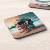 Skull on the Beach Bier Onderzetter (Linkerzijde)