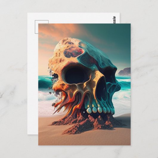 Skull on the beach briefkaart (Voorkant / Achterkant)