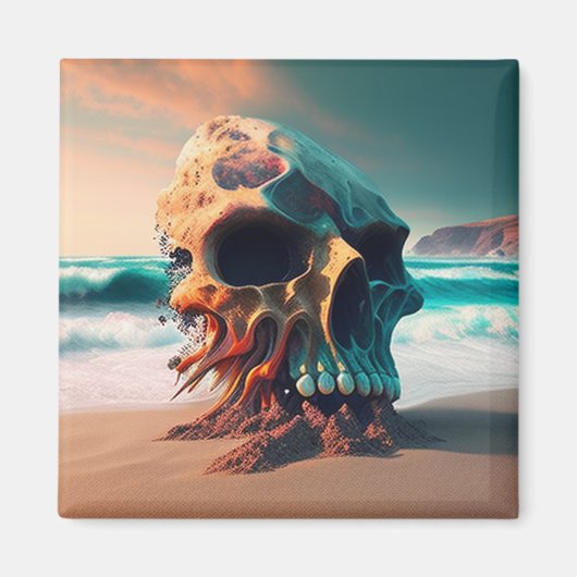 Skull on the beach magneet (Voorkant)