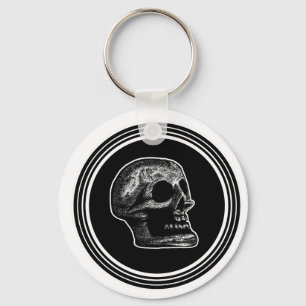 SKULL - Ovaal zwart-wit Sleutelhanger