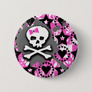 Skull Paint Splatter Ronde Button 5,7 Cm