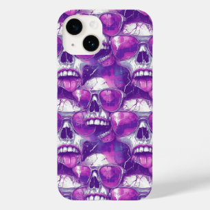Skull Pattern Design met Paarse zonnebril Case-Mate iPhone 14 Hoesje