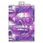Skull Pattern Design met Paarse zonnebril Heupfles (Achterkant)