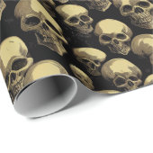 Skull Pattern Halloween Horror Creepy Scary Design Cadeaupapier (Rol Hoek)