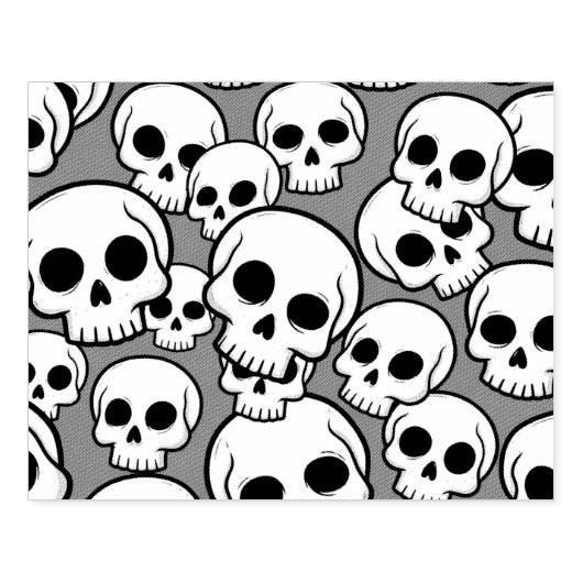 Skull Pattern Wood Art Stamp Rubberstempel (Afrduk)