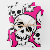 Skull Pattern Wrapping Paper Flat Sheet Set of 3 (In situ)