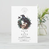 Skull & Pine Raven Gothic Wedding Save The Date (Staand voorkant)