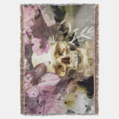 Skull Pink Floral Deken (Voorkant Verticaal)