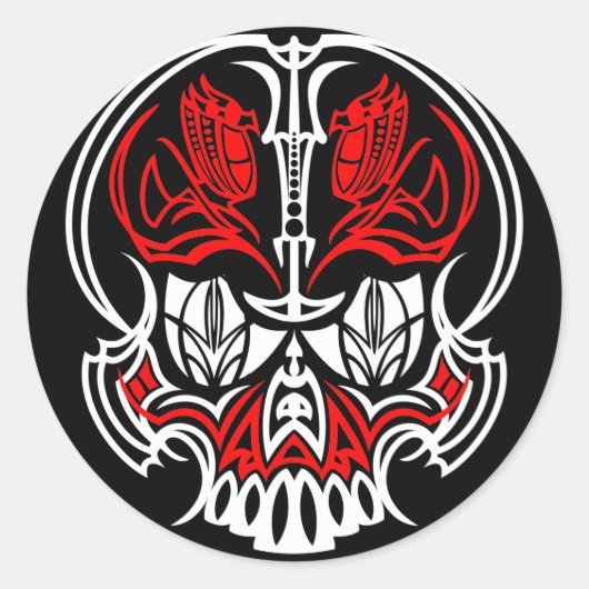 Skull Pinstriping Ronde Sticker (Voorkant)