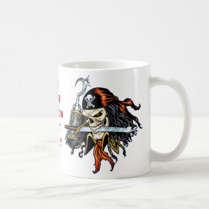 Skull Pirate met zwaard en haak door Al Rio Koffiemok