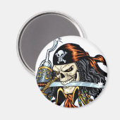 Skull Pirate met zwaard en haak door Al Rio Magneet (Voorkant / Achterkant)