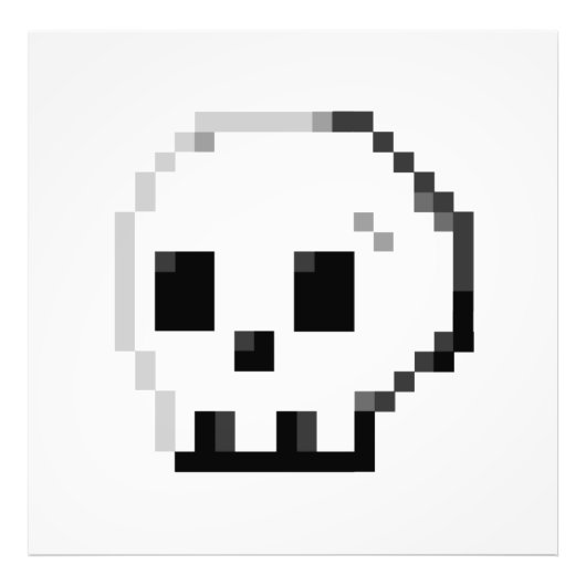 Skull pixel art. 8-bits foto afdrukken afdruk (Voorkant)