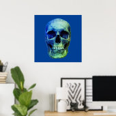 Skull Pop Art Blue Poster (Thuiskantoor)