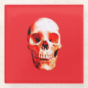 Skull Pop Art Illustration Glazen Onderzetter