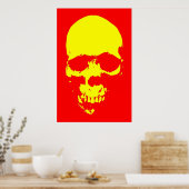 Skull Pop Art Poster - Rood & Geel (Keuken)