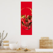 Skull Pop Art Red Poster (Keuken)