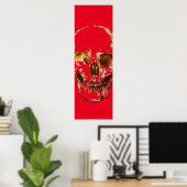 Skull Pop Art Red Poster (Thuiskantoor)