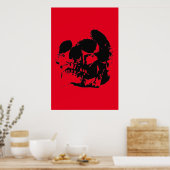 Skull Poster Print - Black & Red Pop Art (Keuken)