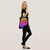 Skull Print Tote Bag With Sunset Colors Skull (Sur le modèle)