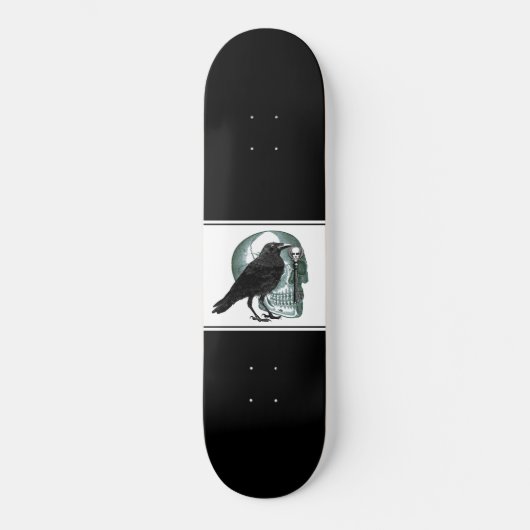 Skull Raven Skeleton Key Black Skateboard (Voorkant)