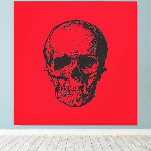 Skull Red Pop Art Canvas Afdruk (Insitu (Houten vloer))