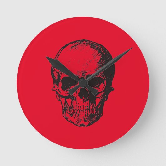 Skull Red Pop Art Ronde Klok (Voorkant)