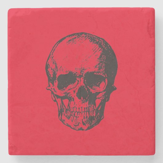 Skull Red Pop Art Stenen Onderzetter (Voorkant)