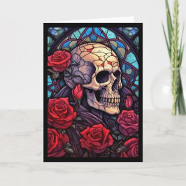 Skull & Red Roses V3 Blank Wenskaart Kaart