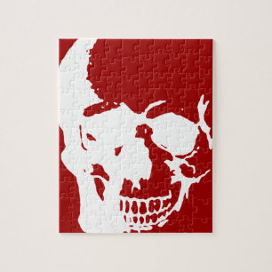 Skull - Red & White Metal Fantasy Art Legpuzzel