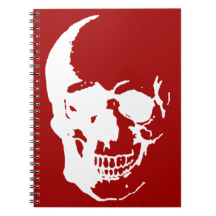 Skull - Red & White Metal Fantasy Art Notitieboek