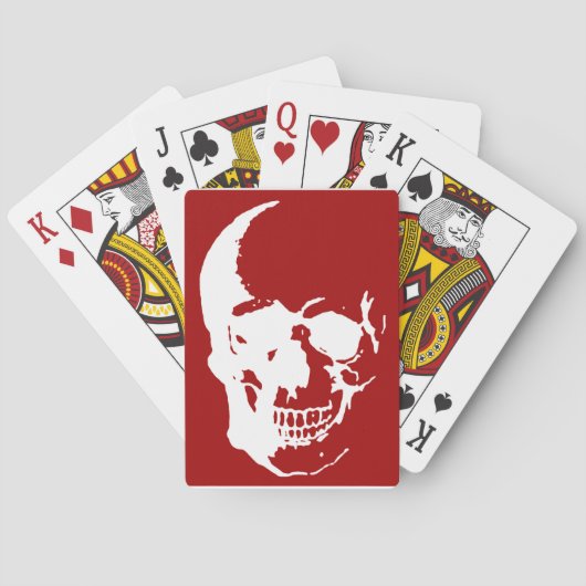 Skull - Red & White Metal Fantasy Art Pokerkaarten (Achterkant)
