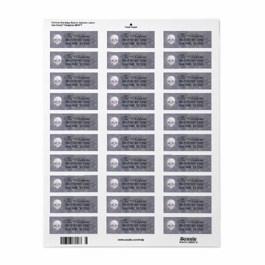 Skull Return Address Labels (Full Sheet)
