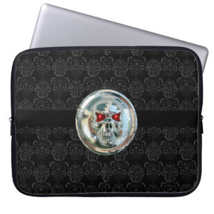 SKULL RIDERS DAMASK grijs zwart Laptop Sleeve