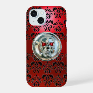 SKULL RIDERS RED BLACK DAMASK