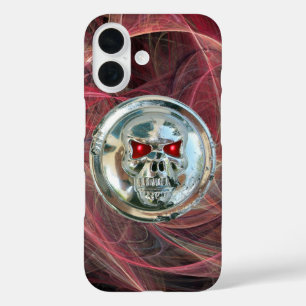 SKULL RIDERS Roze metalen grijze ronde cirkels iPhone 16 Hoesje