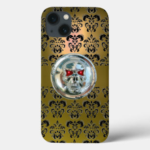 SKULL RIDERS YELLOW BLACK DAMASK Hoesje-Mate iPhon iPhone 13 Hoesje