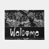 Skull Roos Chalk | Funky Gothic Grunge Welcome Deurmat (Voorkant)