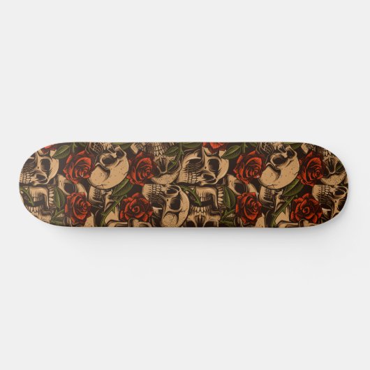Skull Roos Gothic Pattern Skateboard (Horizontaal)