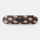 Skull Rozen Burgundy Black Pattern, gepersonalisee Skateboard (Horizontaal)