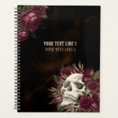 Skull Rozen Burgundy Dark Grunge Persoonlijk Planner (Voorkant)