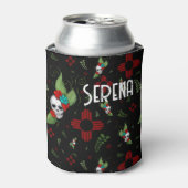 Skull Rozen Zia Sun Greenery Zwart Nieuw Mexico Blikjeskoeler (Blikje Voorkant)