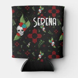 Skull Rozen Zia Sun Greenery Zwart Nieuw Mexico Blikjeskoeler