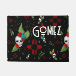 Skull Rozen Zia Sun Greenery Zwart Nieuw Mexico Deurmat