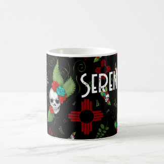Skull Rozen Zia Sun Greenery Zwart Nieuw Mexico Koffiemok