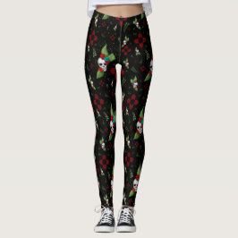 Skull Rozen Zia Sun Greenery Zwart Nieuw Mexico Leggings