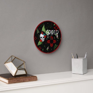 Skull Rozen Zia Sun Greenery Zwart Nieuw Mexico Ronde Klok